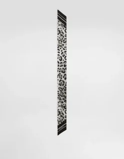 Leopard-print twill headscarf (6x100)