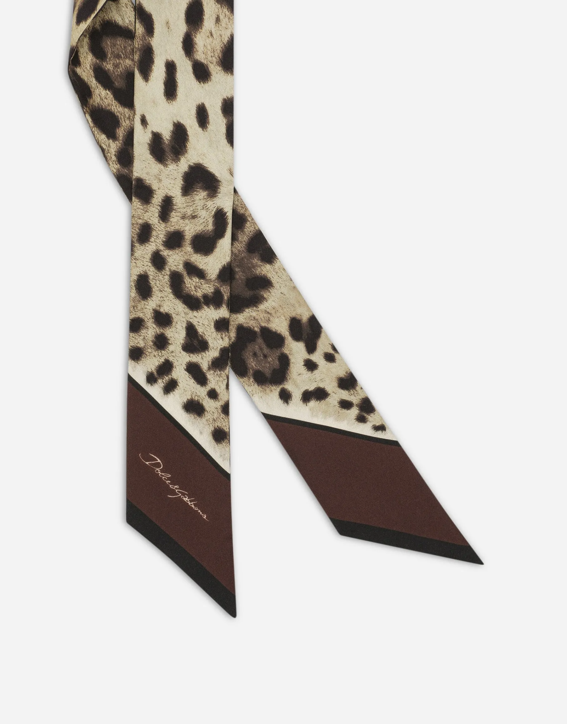 Leopard-print twill headscarf (6x100)