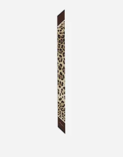 Leopard-print twill headscarf (6x100)