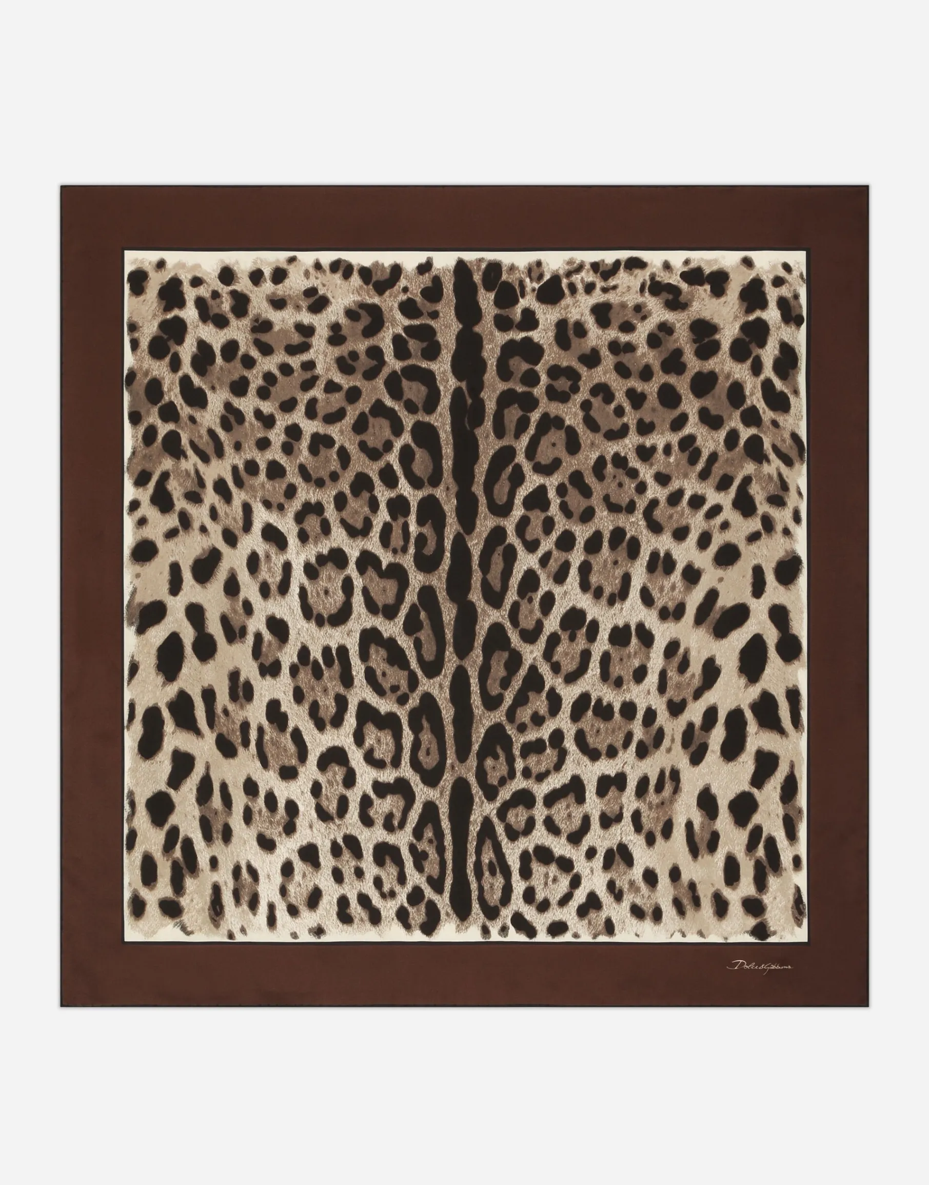 Leopard-print twill scarf (90x90)