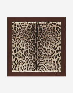 Leopard-print twill scarf (70x70)