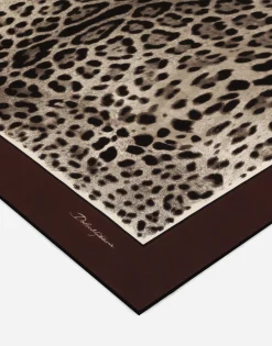 Leopard-print twill scarf (90x90)