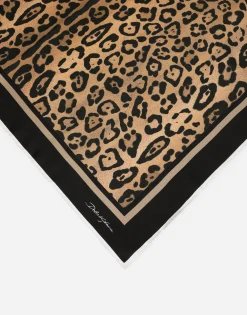 Leopard-print twill scarf (90 x 90)