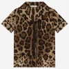 Leopard-print twill shirt