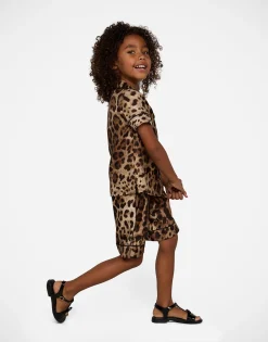 Leopard-print twill shirt