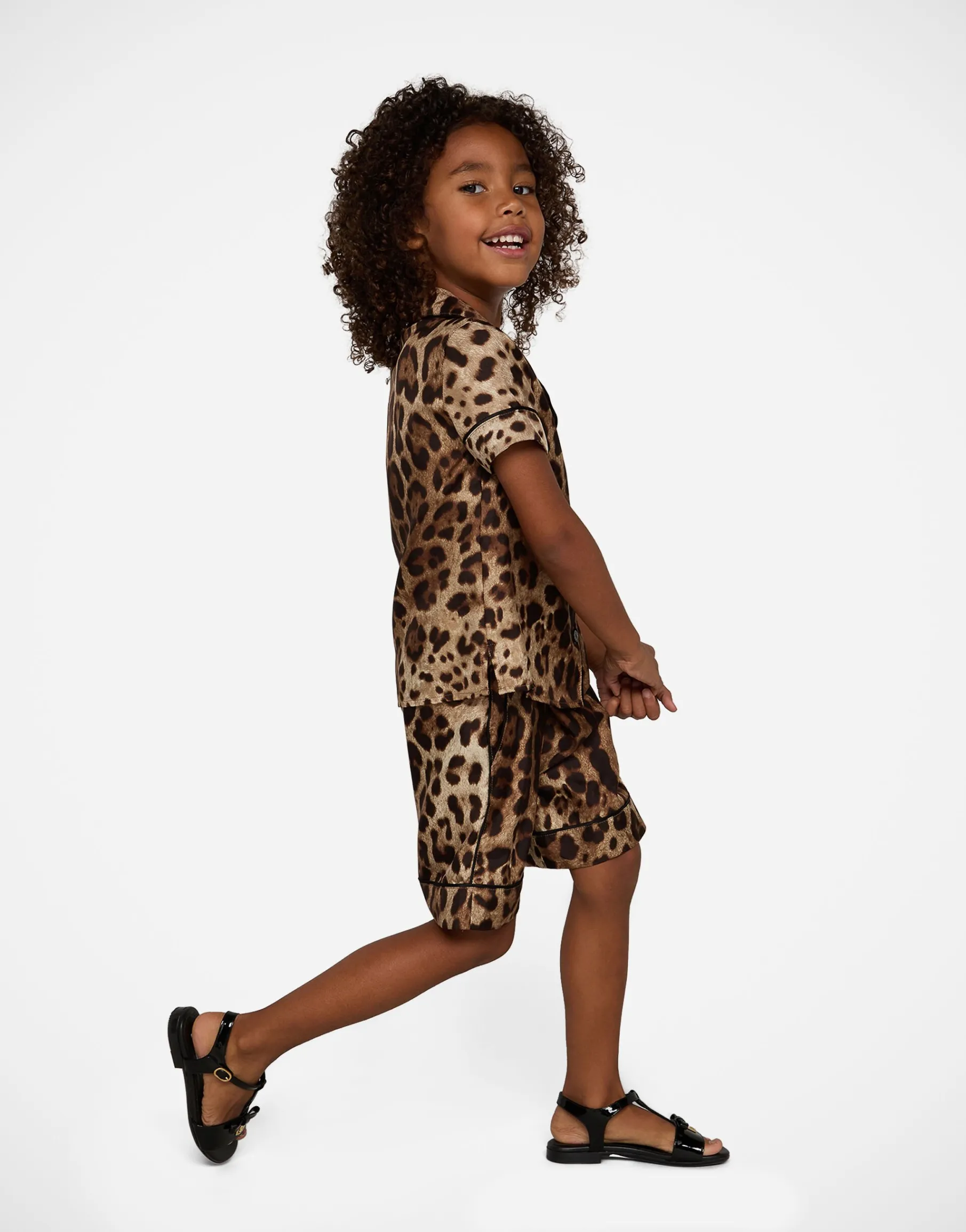 Leopard-print twill shirt