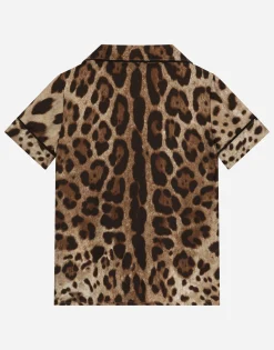Leopard-print twill shirt