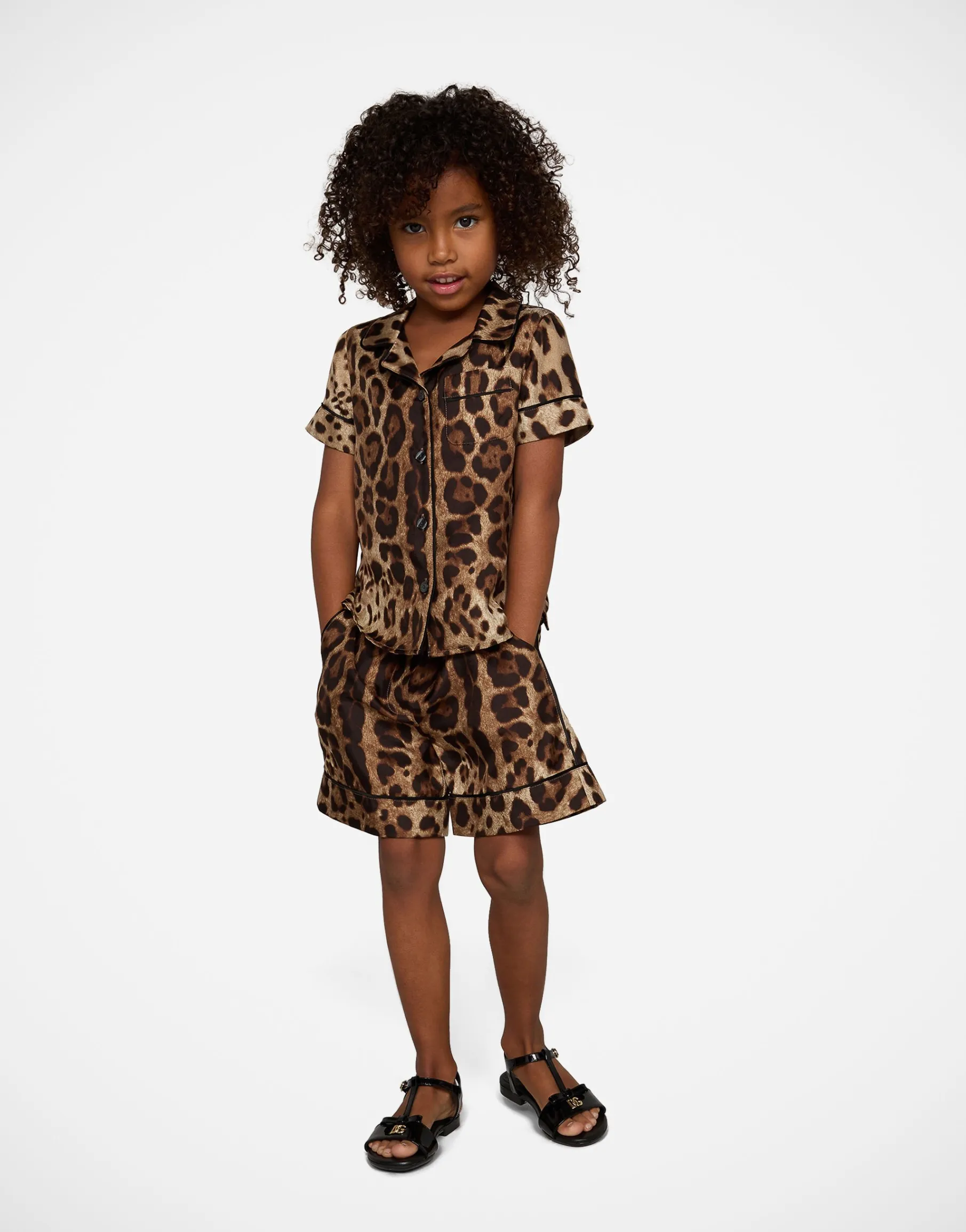 Leopard-print twill shirt