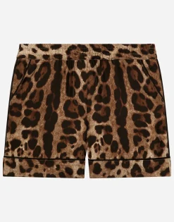 Leopard-print twill shorts