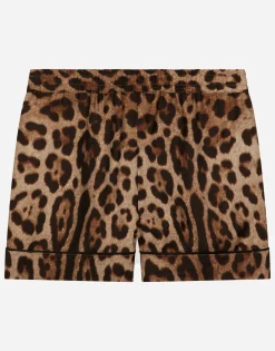 Leopard-print twill shorts