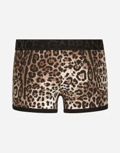 Leopard-print two-way stretch cotton boxers