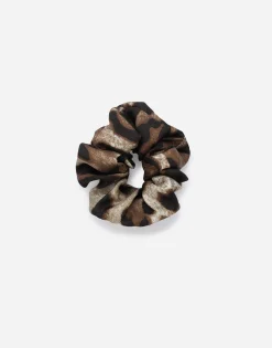 Leopard-print viscose scrunchie
