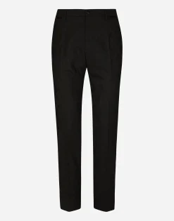 Leopard-print wool jacquard tuxedo pants