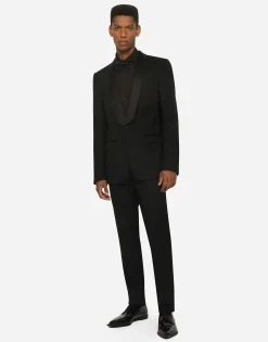 Leopard-print wool jacquard tuxedo pants