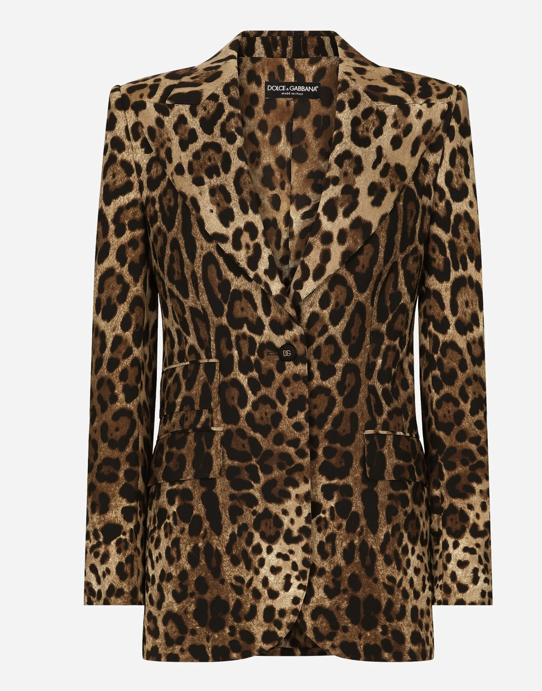 Leopard-print wool Turlington jacket