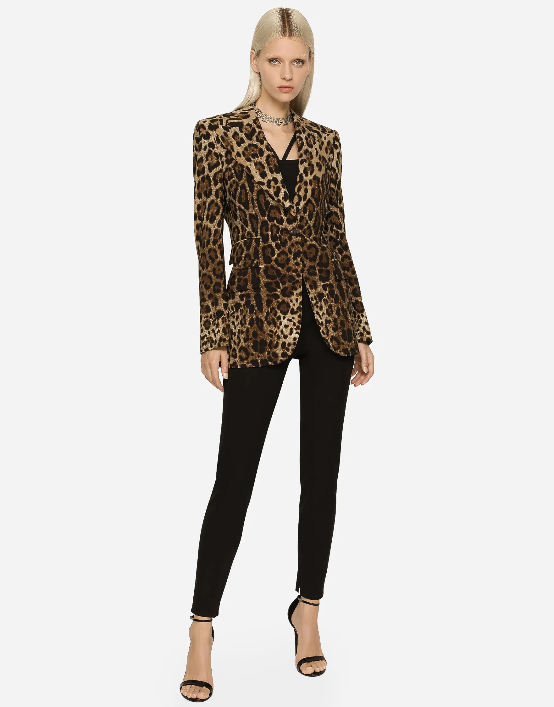 Leopard-print wool Turlington jacket