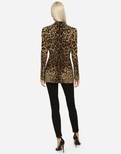 Leopard-print wool Turlington jacket