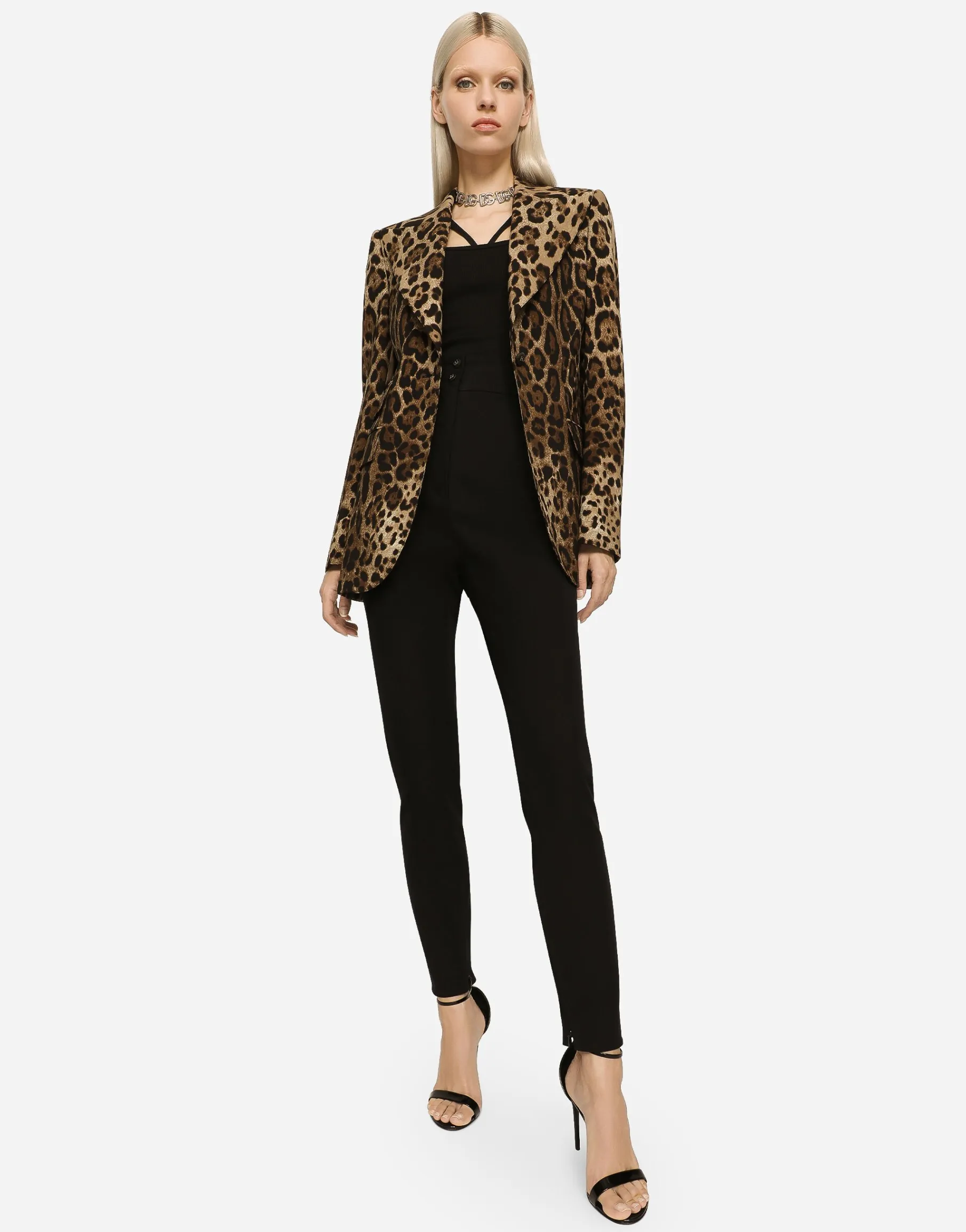 Leopard-print wool Turlington jacket