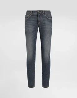 Light blue wash skinny stretch jeans