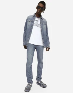 Light blue wash skinny stretch jeans