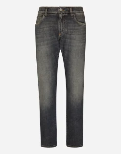 Light blue wash slim-fit stretch jeans