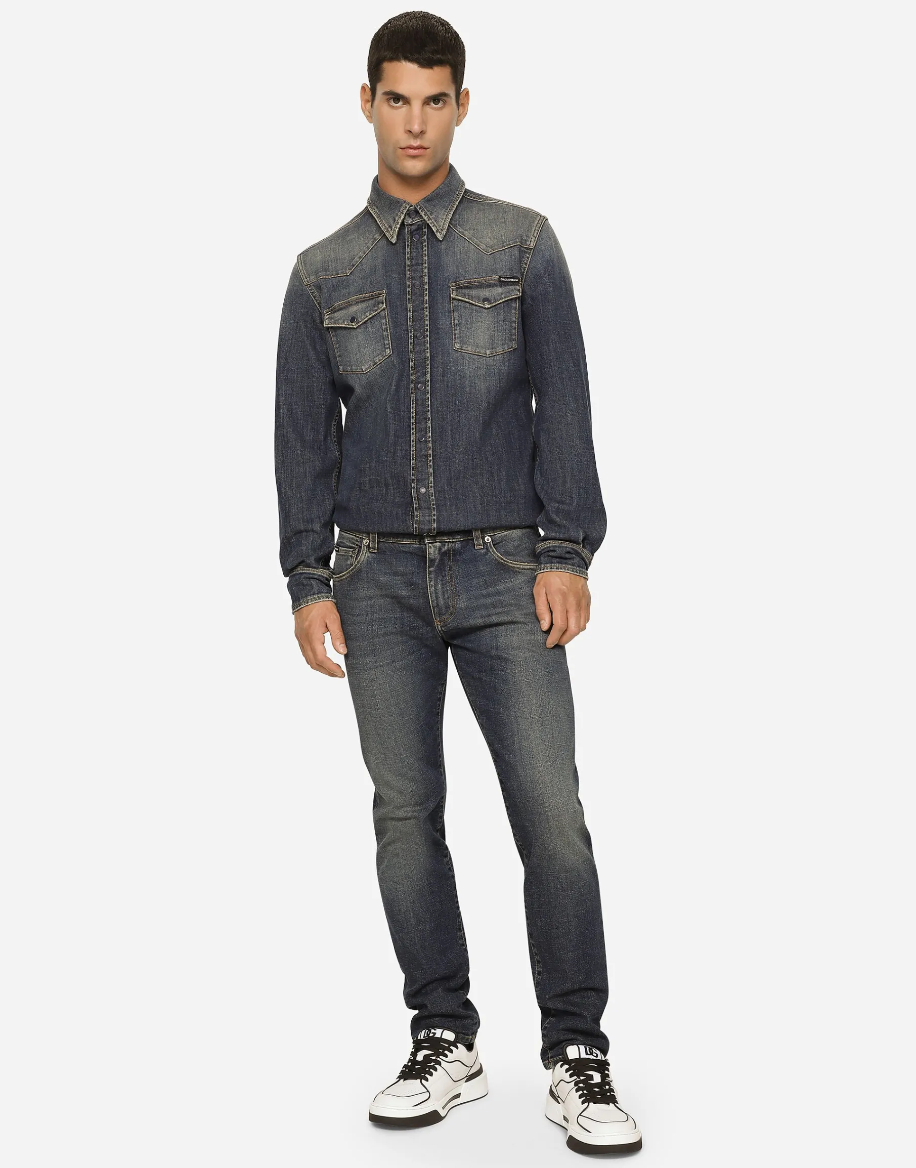 Light blue wash slim-fit stretch jeans
