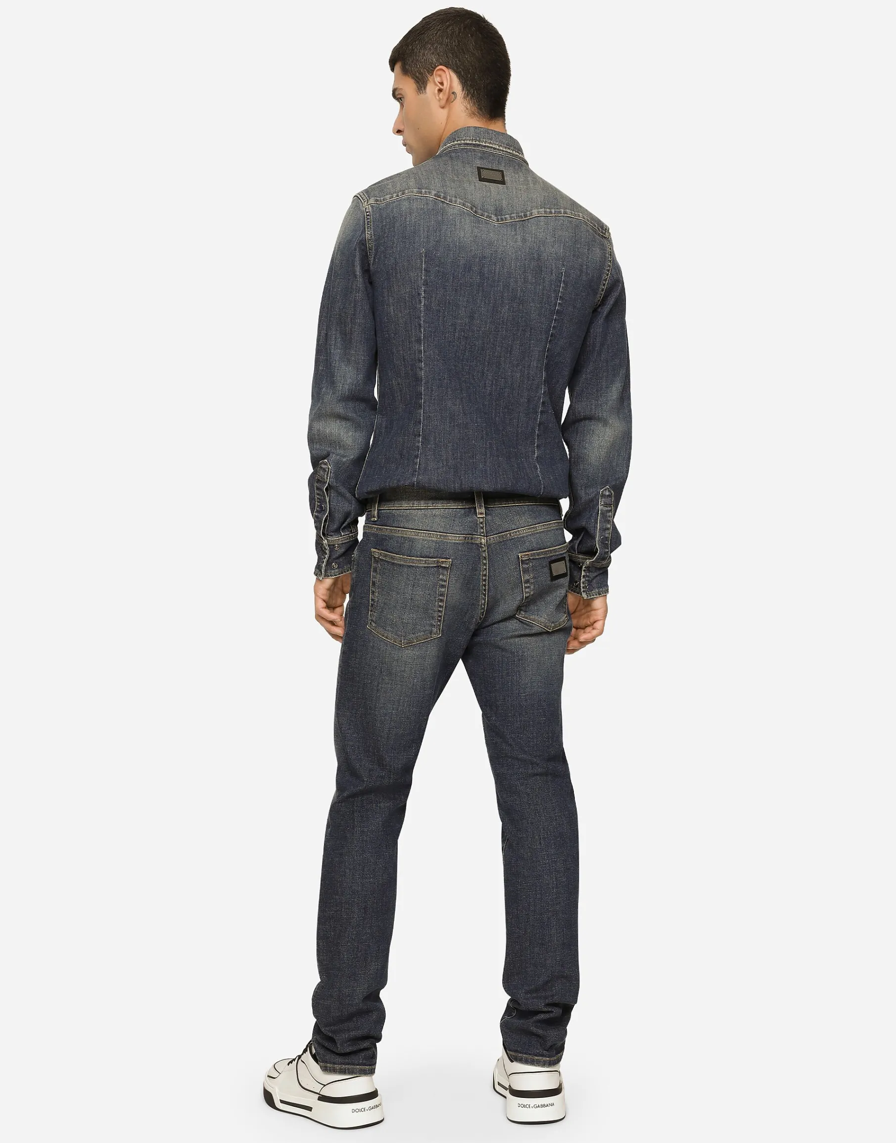 Light blue wash slim-fit stretch jeans