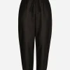 Linen and cotton jogging pants with logo label