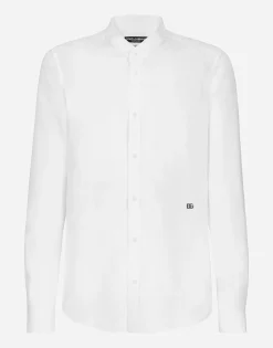 Linen Martini-fit shirt with DG hardware