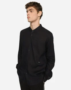Linen Martini-fit shirt with DG hardware