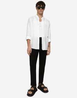 Linen Martini-fit shirt with DG hardware