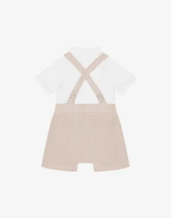 Linen onesie with straps and Dolce&Gabbana logo