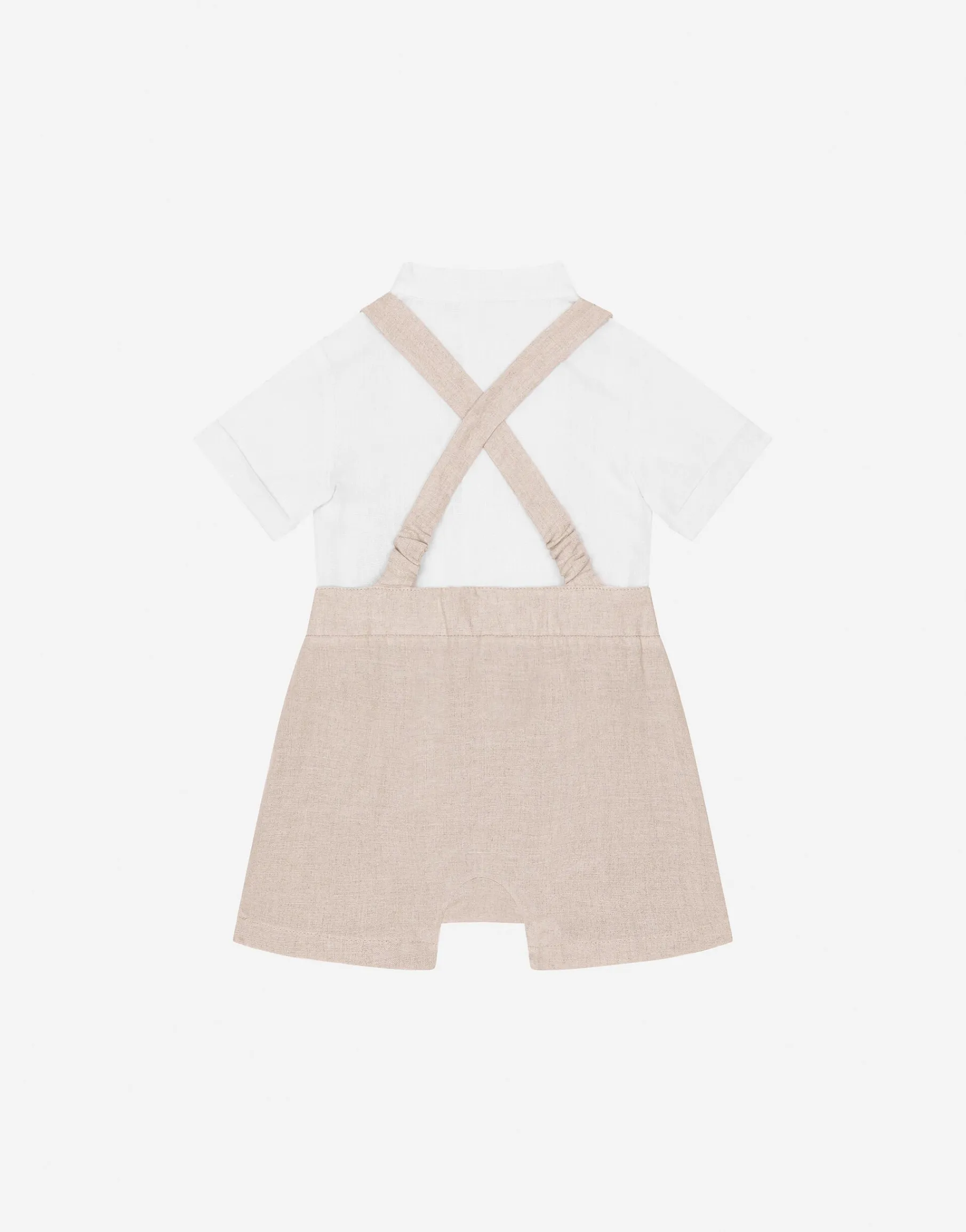 Linen onesie with straps and Dolce&Gabbana logo