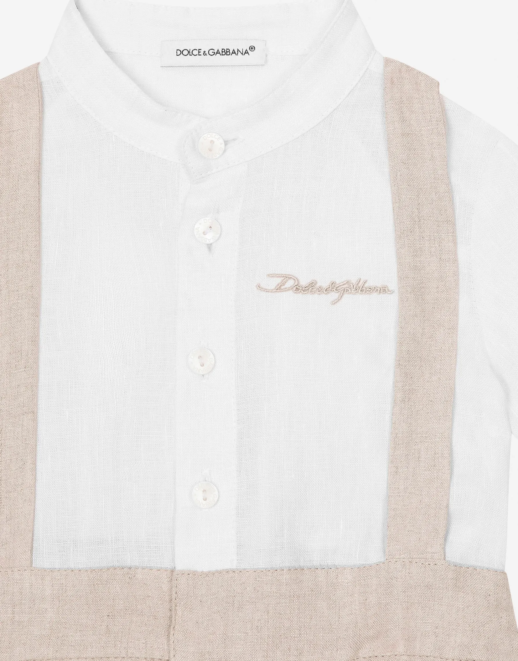 Linen onesie with straps and Dolce&Gabbana logo