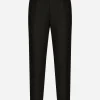 Linen pants with logo label