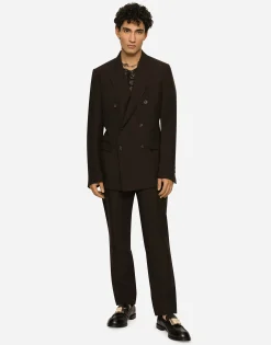Linen pants with logo label