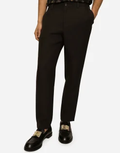 Linen pants with logo label