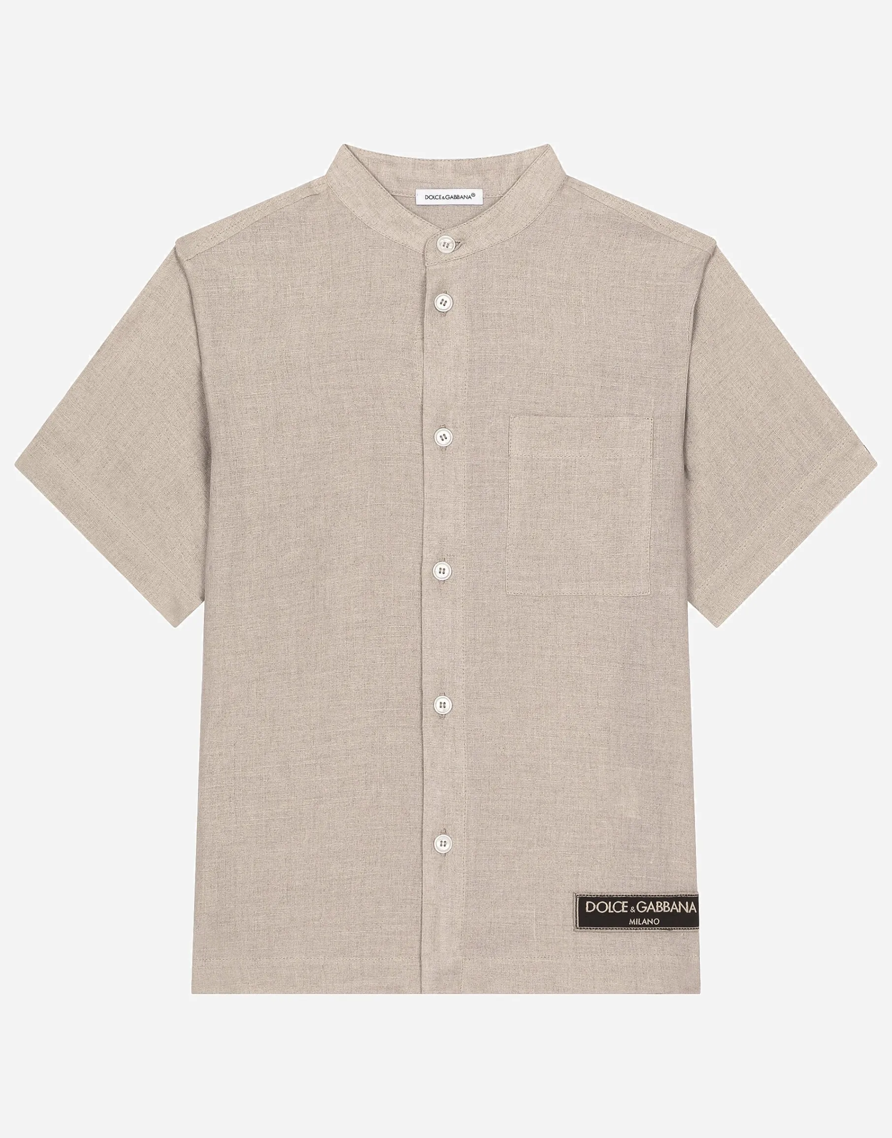 Linen shirt with branded tag
