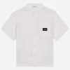 Linen shirt with logo tag