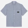 Linen shirt with logo tag