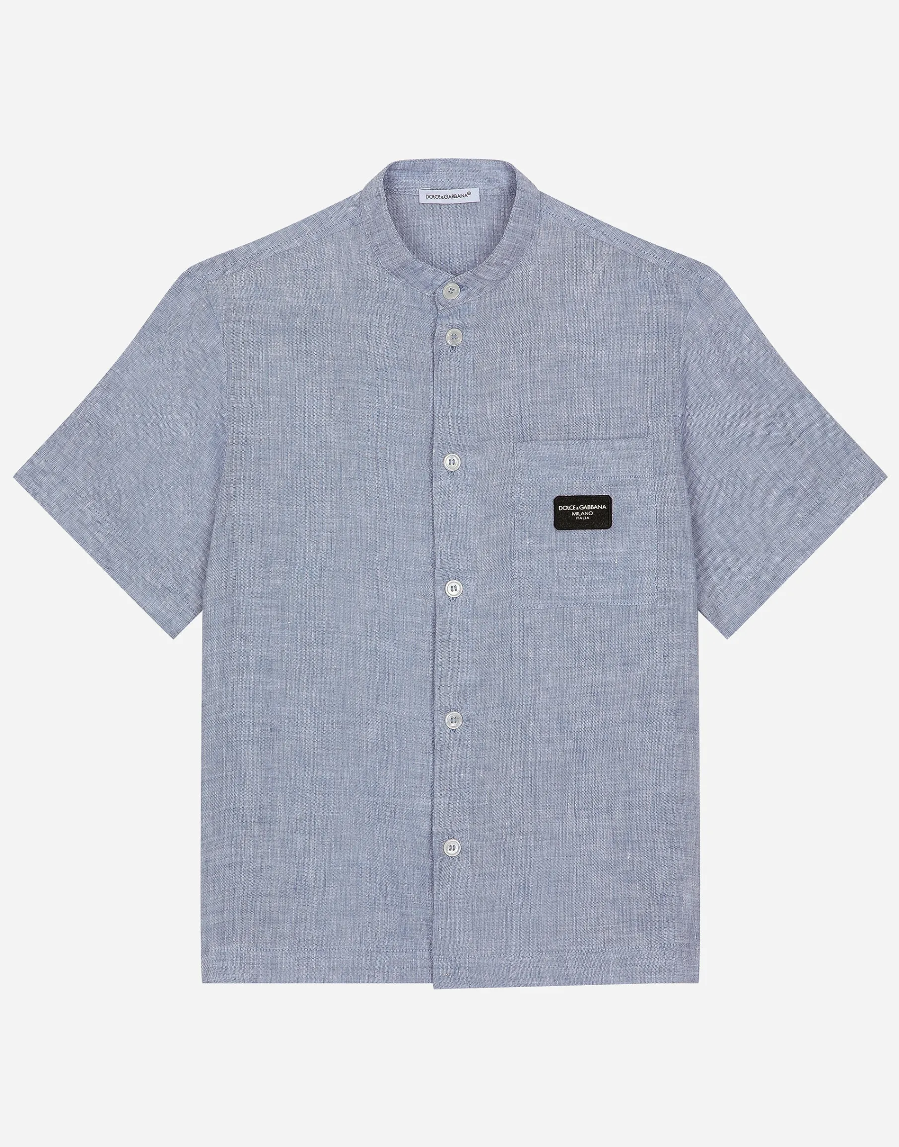 Linen shirt with logo tag