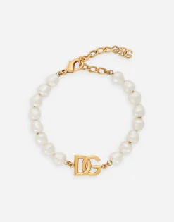Link bracelet with pearls and DG logo
