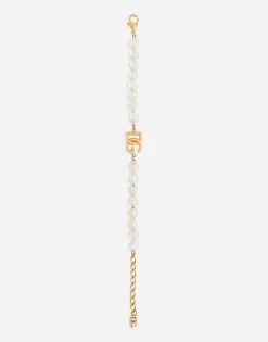 Link bracelet with pearls and DG logo