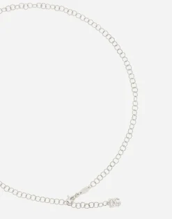Link necklace in 18k white gold and twisted wire