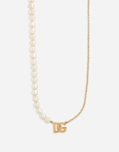 Link necklace with pearls and DG logo