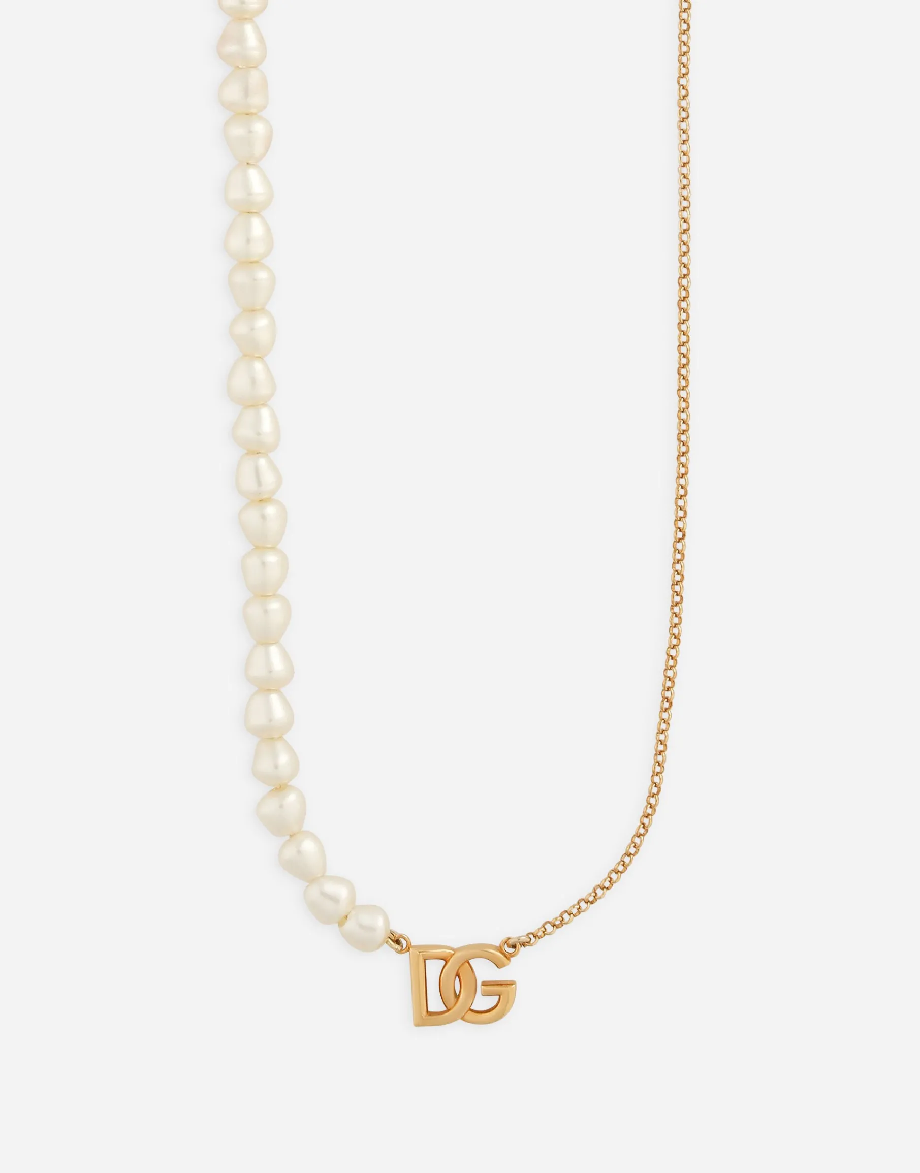 Link necklace with pearls and DG logo