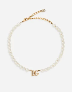 Link necklace with pearls and DG logo