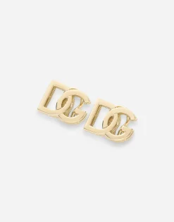 Logo clip-on earrings in yellow 18kt gold