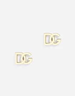 Logo earrings in yellow 18kt gold