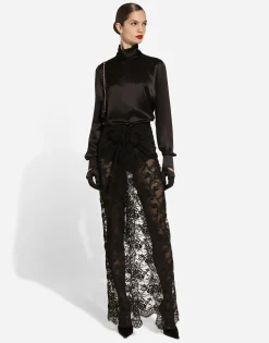 Long Chantilly lace skirt